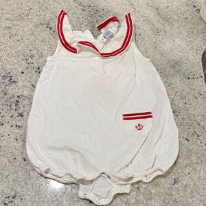 Ralph Lauren White and Red Baby Romper with Anchor Detail